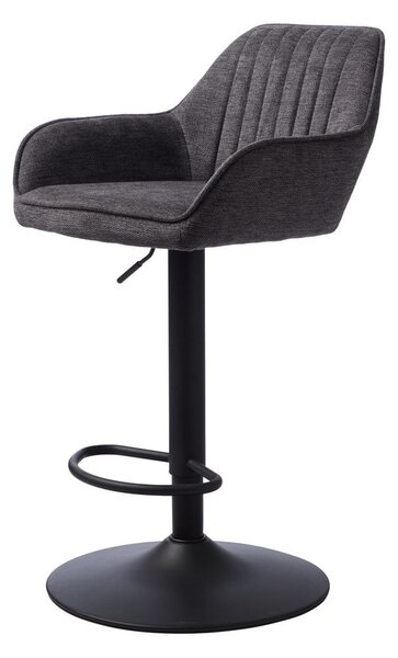 Ciemnoszary tapicerowany hoker z regulowaną wysokością/z podłokietnikami (wysokość siedziska 65 cm) Nolan – Unique Furniture