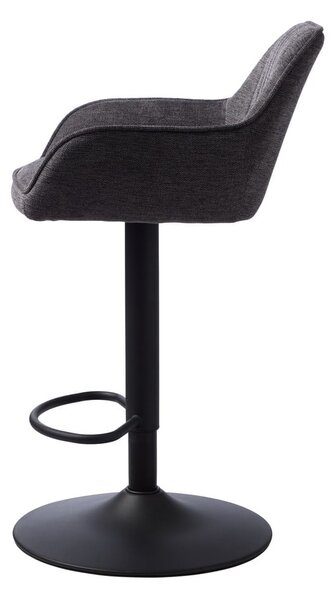 Ciemnoszary tapicerowany hoker z regulowaną wysokością/z podłokietnikami (wysokość siedziska 65 cm) Nolan – Unique Furniture