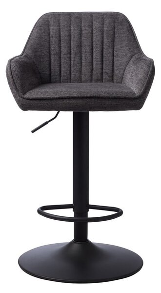 Ciemnoszary tapicerowany hoker z regulowaną wysokością/z podłokietnikami (wysokość siedziska 65 cm) Nolan – Unique Furniture
