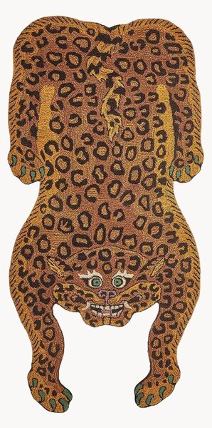 Ręcznie tuftowany dywan z wełny z długim włosiem Tatsu Leopard