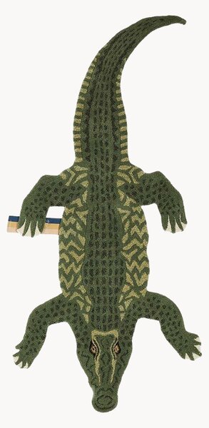 Ręcznie tuftowany dywan z wełny z długim włosiem Coolio Crocodile