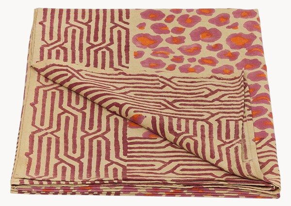 Ręcznie wykonany koc z bawełny z torbą Pink Leopard
