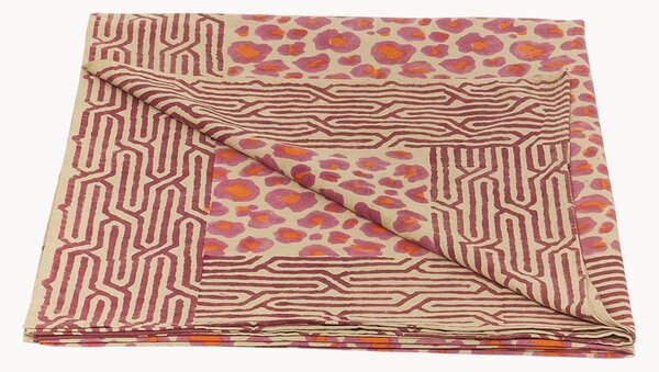 Ręcznie wykonany koc z bawełny z torbą Pink Leopard