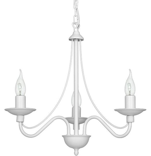 Żyrandol glamour Róża 3-płomienna lampa świecznikowa biała