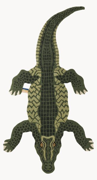 Ręcznie tuftowany dywan z wełny z długim włosiem Coolio Crocodile