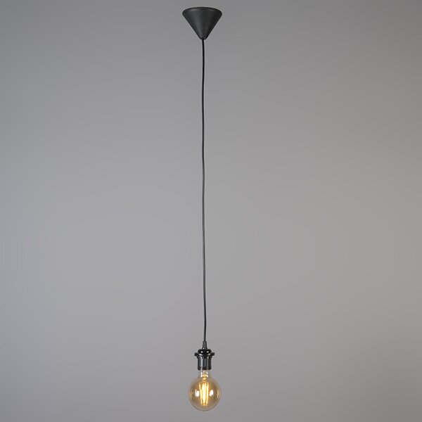 Nowoczesna lampa wisząca czarna klosz biały 45cm - Pendel