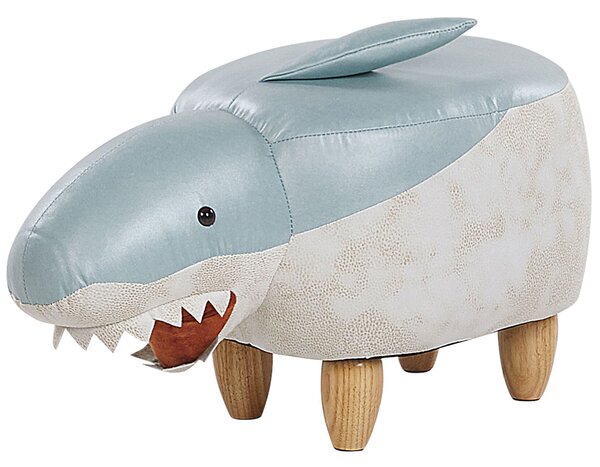 Pufa zwierzak siedzisko dla dziecka ekoskóra drewniane nóżki niebieska Shark Beliani