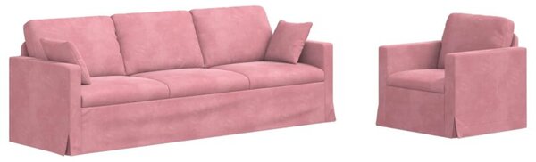Modularna sofa aksamitna w rÃ³Å¼owym kolorze z czarnymi akcentami