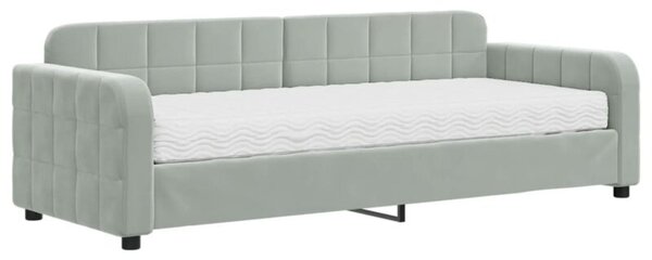 Sofa z materacem do spania, jasnoszara, 80x200 cm, aksamit