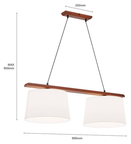 Lampa wisząca Sweden Lamkur, możliwość ściemniania, ciemne drewno, salon / jadalnia, drewno