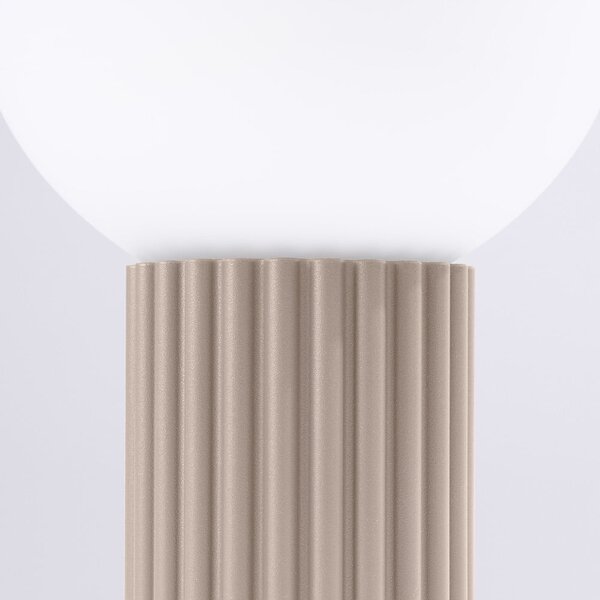Szarobrązowa lampa stołowa ze szklanym kloszem (wysokość 19 cm) Orbital – Sollux