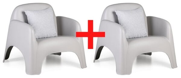 Fotel plastikowy BOW, szary, 1+1 Gratis