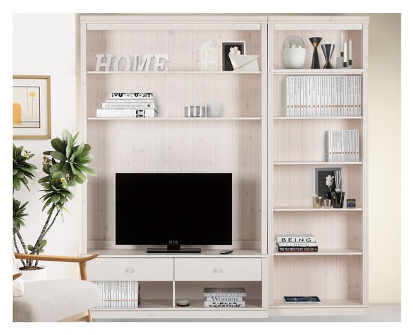 Biały zestaw pod TV z litego drewna sosnowego 214x223 cm Anita – Støraa