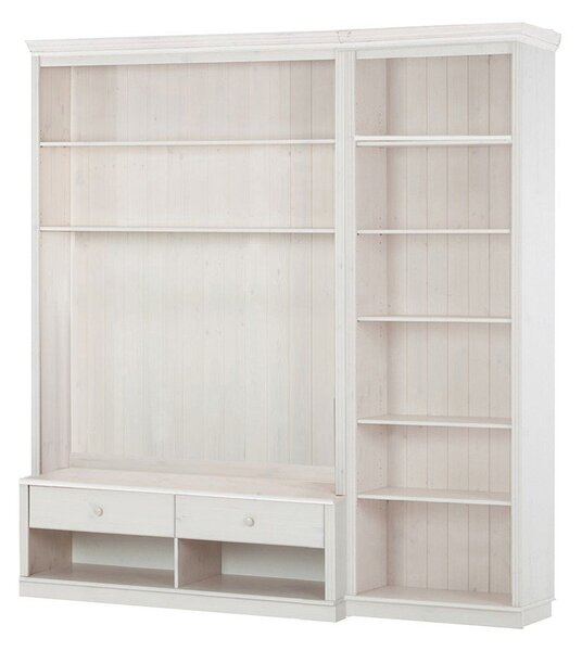 Biały zestaw pod TV z litego drewna sosnowego 214x223 cm Anita – Støraa