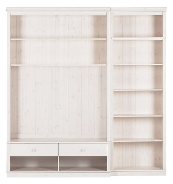 Biały zestaw pod TV z litego drewna sosnowego 214x223 cm Anita – Støraa