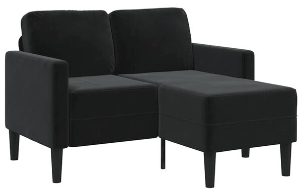 Sofa 2-osobowa z szezlongiem w ksztaÅcie litery l, czarna, 125 cm, aksamitna