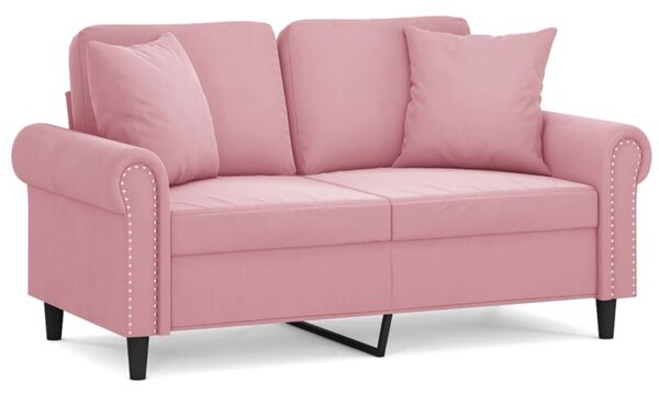 Sofa 2-osobowa z poduszkami, rÃ³Å¼owa, 120 cm, aksamit