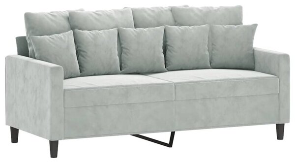 Sofa 2-osobowa, jasnoszara, 140 cm, tapicerowana aksamitem