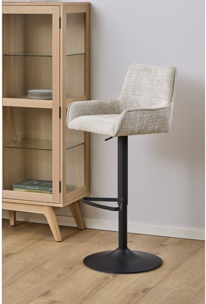 Beżowy hoker z regulowaną wysokością/z podłokietnikami (wysokość siedziska 85 cm) Eddie – Actona