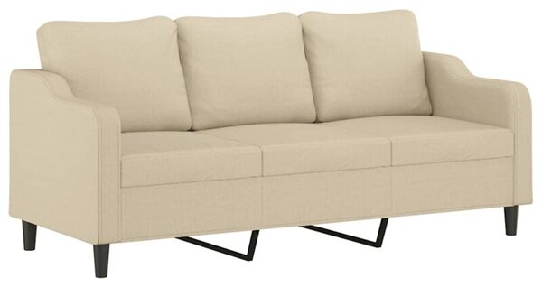Sofa, 3-osobowa kremowa, 180 cm, tapicerowana tkaninÄ