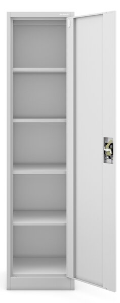 Szafa biurowa metalowa na akta, wąska, szara, 450x1850x400 mm: ALEX