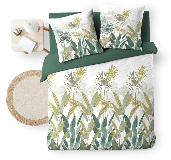 Biało-zielona bawełniana pościel dwuosobowa 240x220 cm Otika – douceur d'intérieur