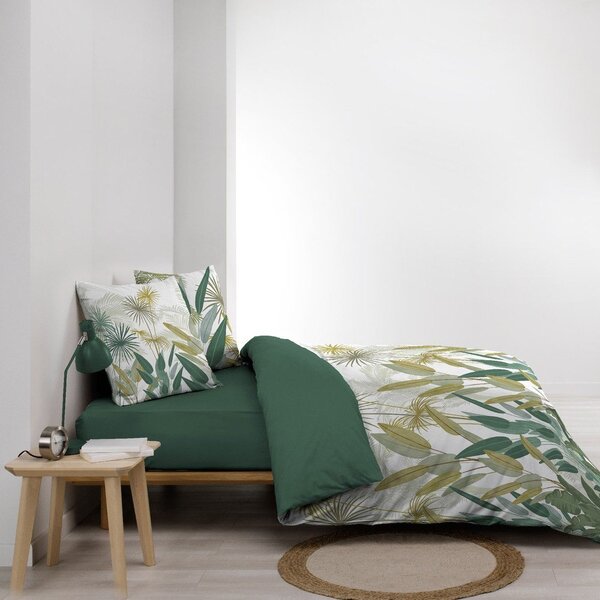 Biało-zielona bawełniana pościel dwuosobowa 240x220 cm Otika – douceur d'intérieur