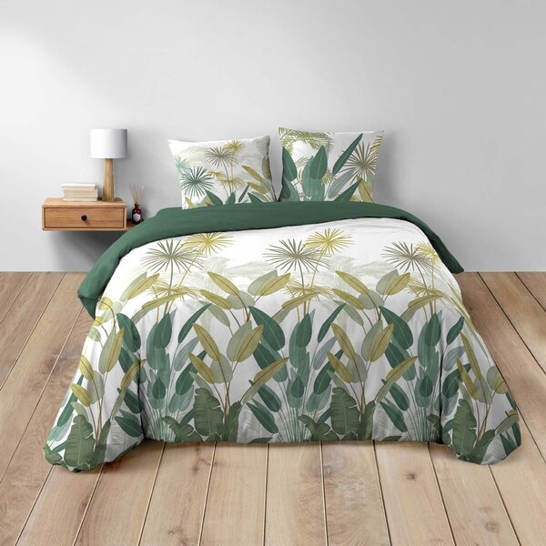 Biało-zielona bawełniana pościel dwuosobowa 240x220 cm Otika – douceur d'intérieur
