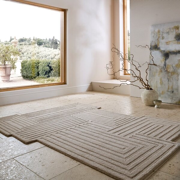 Beżowy wełniany dywan tkany ręcznie 160x230 cm Zen Rectangles – Flair Rugs