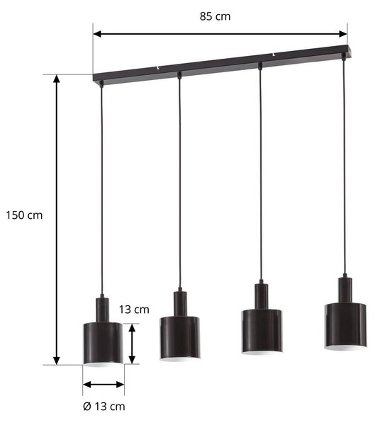 Lampa wisząca Ovelia Lindby, możliwość ściemniania, czarny, salon / jadalnia, metal, nowoczesny