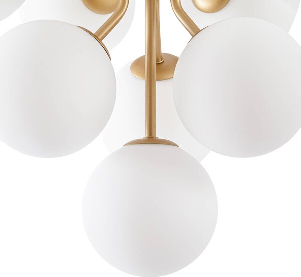 Lampa wisząca Peyton Lucande, możliwość ściemniania, mosiężny / złoty, salon / jadalnia, szkło, design