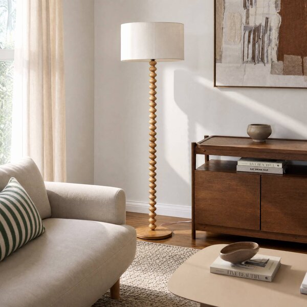 Lampa stojąca Karlie Lucande, jasne drewno, drewno