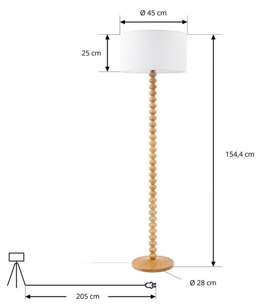 Lampa stojąca Karlie Lucande, jasne drewno, drewno