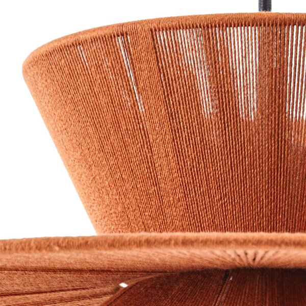 Lampa wisząca Novie Lucande, możliwość ściemniania, brązowy / rdzawy, salon / jadalnia, tkanina / materiał / jedwab, skandynawski