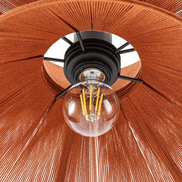 Lampa wisząca Novie Lucande, możliwość ściemniania, brązowy / rdzawy, salon / jadalnia, tkanina / materiał / jedwab, skandynawski