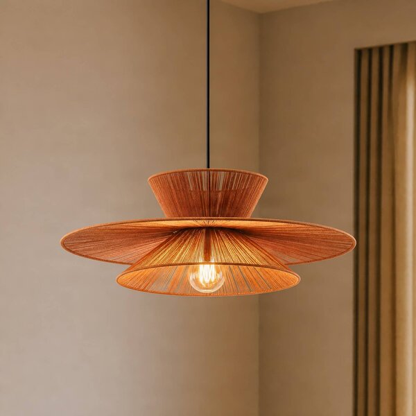 Lampa wisząca Novie Lucande, możliwość ściemniania, brązowy / rdzawy, salon / jadalnia, tkanina / materiał / jedwab, skandynawski