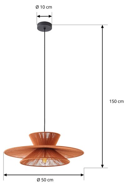 Lampa wisząca Novie Lucande, możliwość ściemniania, brązowy / rdzawy, salon / jadalnia, tkanina / materiał / jedwab, skandynawski