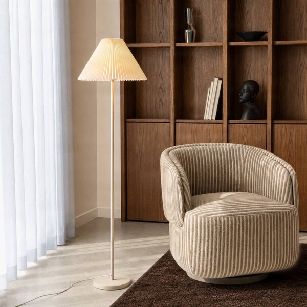 Lampa stojąca Percy NOLA, kremowy / amber, salon / jadalnia, tkanina / materiał / jedwab, nowoczesny