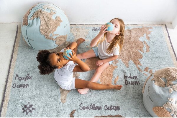 Bawełniany dywan dziecięcy tkany ręcznie odpowiedni do prania 140x200 cm Vintage Map – Lorena Canals