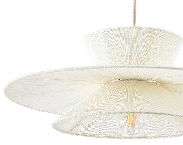 Lampa wisząca Novie Lucande, możliwość ściemniania, kremowy / amber, salon / jadalnia, tkanina / materiał / jedwab, skandynawski