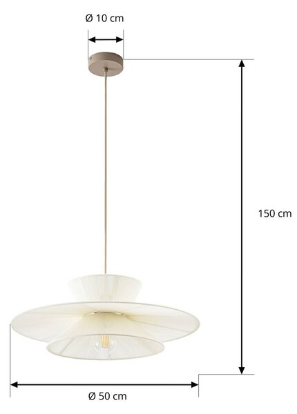 Lampa wisząca Novie Lucande, możliwość ściemniania, kremowy / amber, salon / jadalnia, tkanina / materiał / jedwab, skandynawski