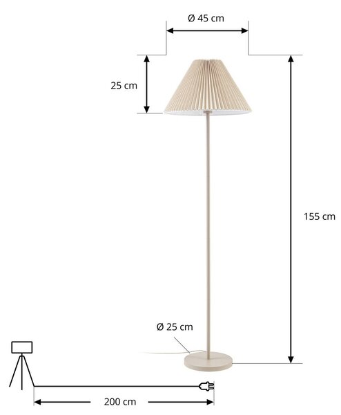 Lampa stojąca Percy NOLA, kremowy / amber, salon / jadalnia, tkanina / materiał / jedwab, nowoczesny