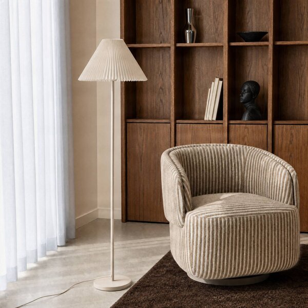 Lampa stojąca Percy NOLA, kremowy / amber, salon / jadalnia, tkanina / materiał / jedwab, nowoczesny