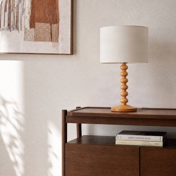Lampa stołowa Karlie Lucande, jasne drewno, drewno