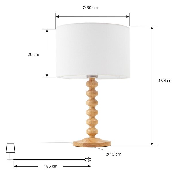 Lampa stołowa Karlie Lucande, jasne drewno, drewno