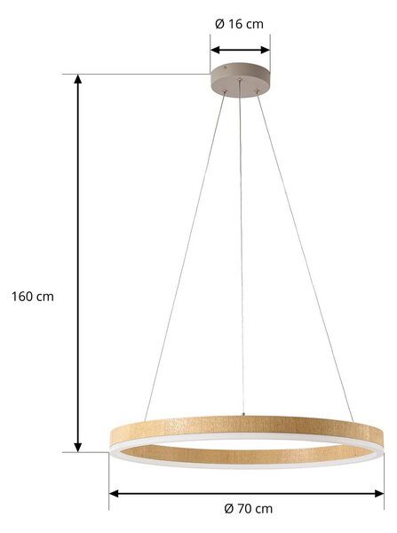 Lampa wisząca Thelma Lucande, możliwość ściemniania, jasne drewno, salon / jadalnia, tworzywo sztuczne, nowoczesny