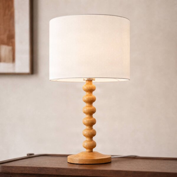 Lampa stołowa Karlie Lucande, jasne drewno, drewno