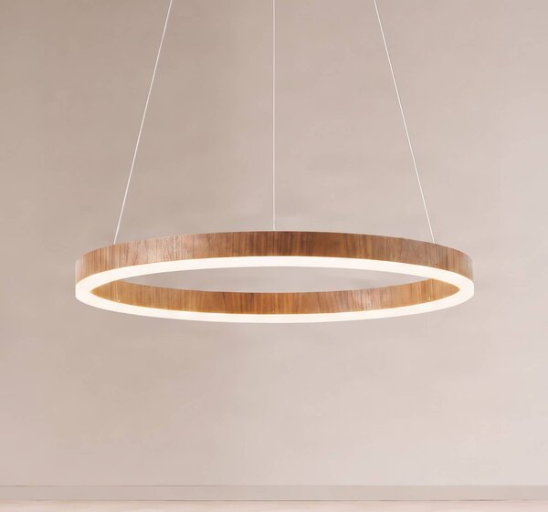 Lampa wisząca Thelma Lucande, możliwość ściemniania, ciemne drewno, salon / jadalnia, tworzywo sztuczne, nowoczesny