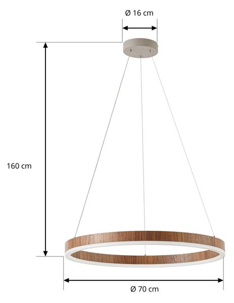 Lampa wisząca Thelma Lucande, możliwość ściemniania, ciemne drewno, salon / jadalnia, tworzywo sztuczne, nowoczesny