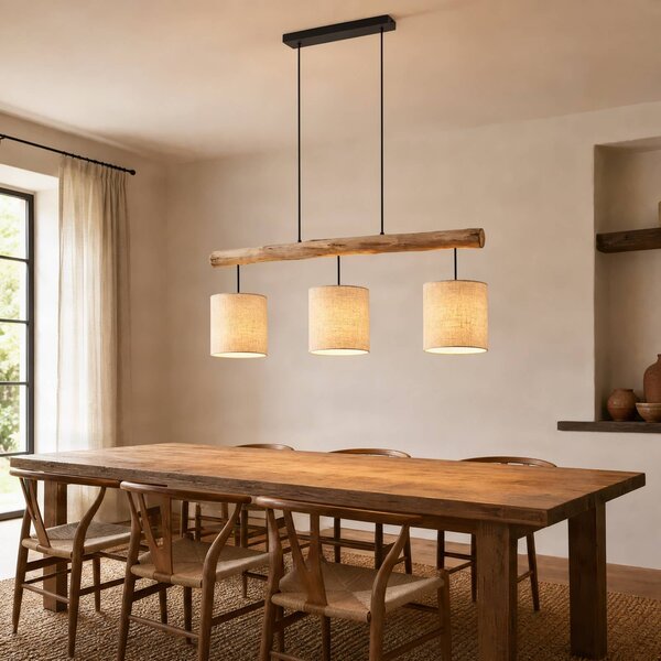 Lampa wisząca Jorvan Lucande, możliwość ściemniania, biały / opal, salon / jadalnia, tkanina / materiał / jedwab, nowoczesny